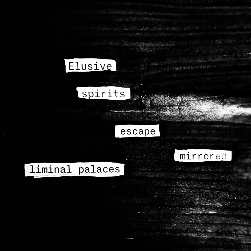 erasure poem: Elusive spirits escape/ mirrored liminal palaces